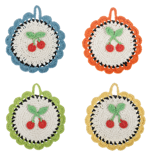 Crochet Cherry Table Trivet Set