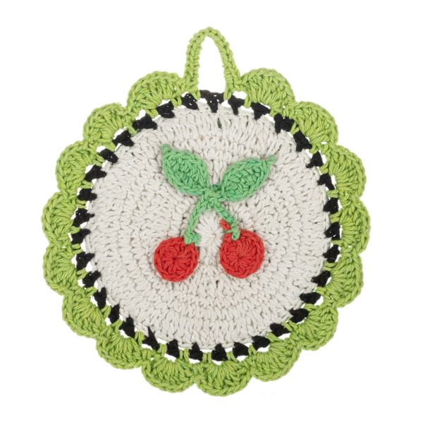 Crochet Cherry Table Trivet Set