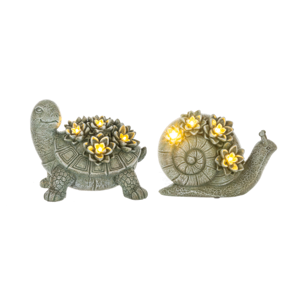 LED Light Up Turtle & Snail Figurines