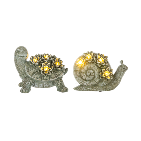 LED Light Up Turtle & Snail Figurines