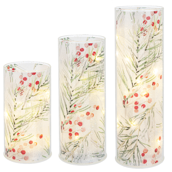 LED Light Up Winterberry Pillar