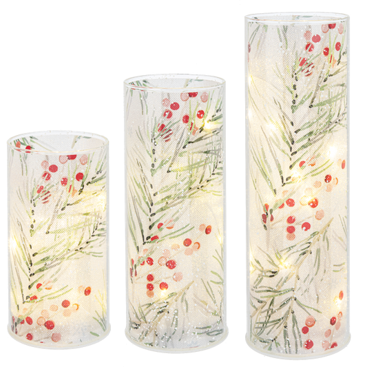 LED Light Up Winterberry Pillar