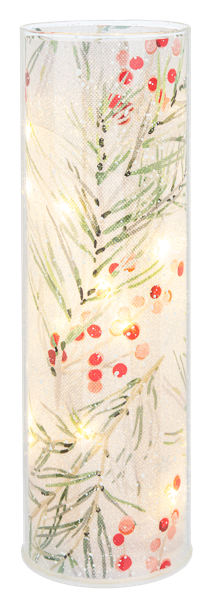 LED Light Up Winterberry Pillar