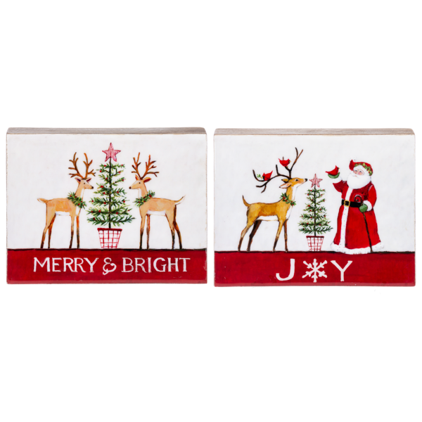 Deer & Santa Art Blocks - Merry & Bright & Joy