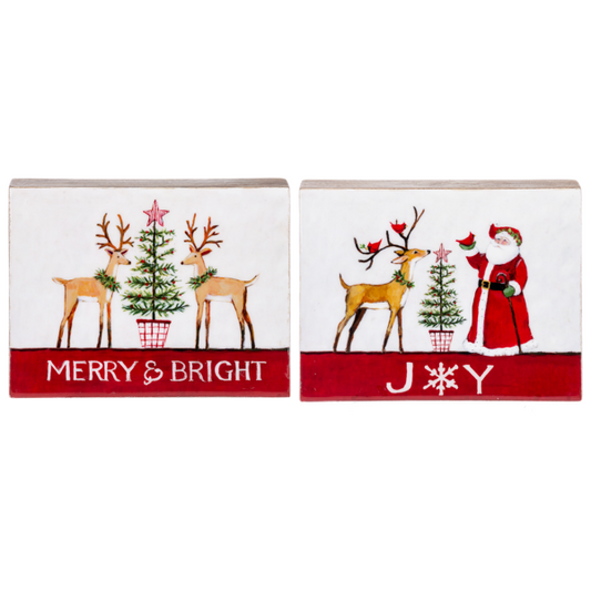 Deer & Santa Art Blocks - Merry & Bright & Joy