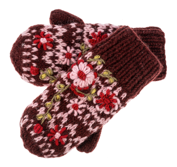 Knit Embroidered Floral Mitten Pairs