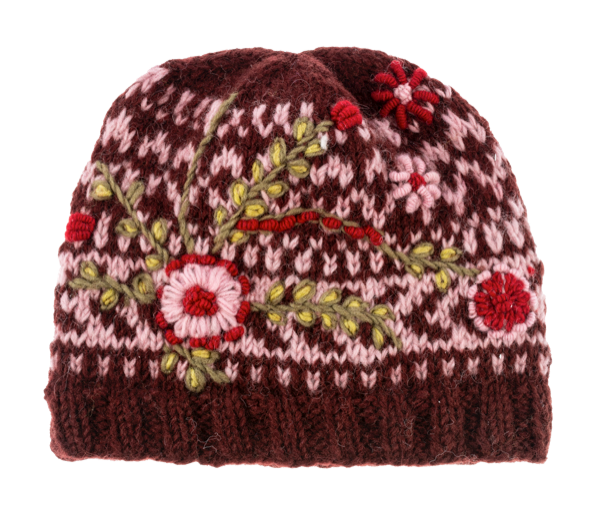 Knit Embroidered Floral Winter Hats