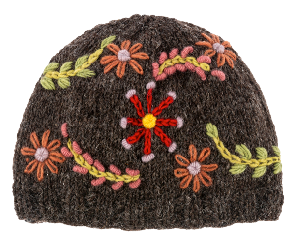 Knit Embroidered Floral Winter Hats