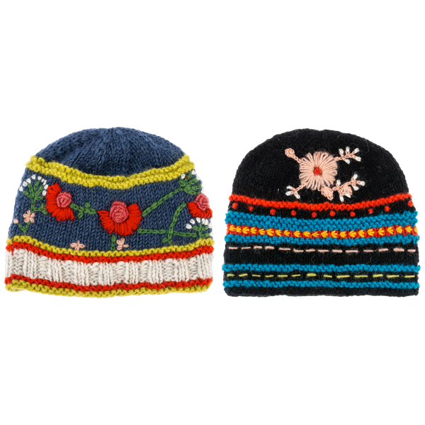 Knit Embroidered Colorful Winter Hats