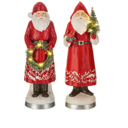 LED Light Up Scroll Work Santa Figurines