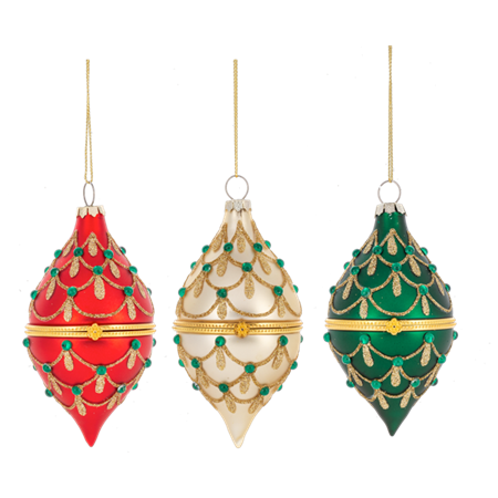 Glittered Hinged Drop Ornaments