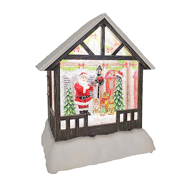 LED Light Up Shimmer Santa's Cabin Figurine
