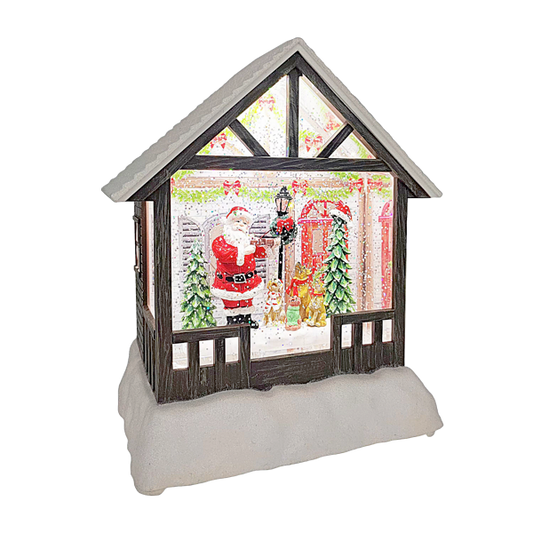 LED Light Up Shimmer Santa's Cabin Figurine