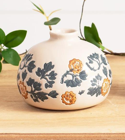 Blue Floral Motif Vase