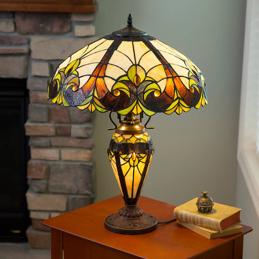 24.5"H Amber Halston Double Lit Table Lamp
