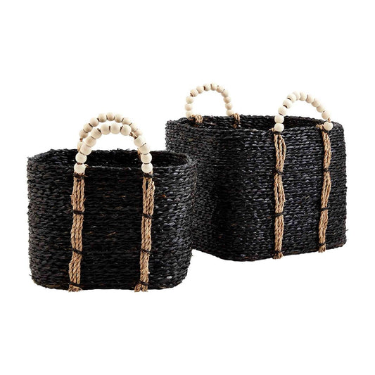 BLACK BEADED BASKETS SET