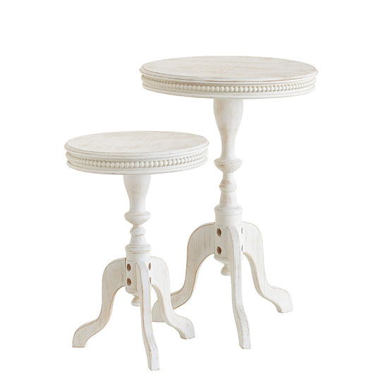 "DC" 24.75" DISTRESSED WHITE BEADED EDGE SIDE TABLES