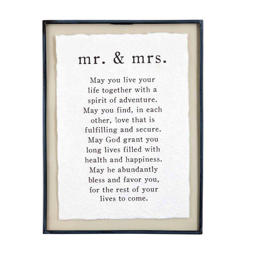 Mr. & Mrs. Sentiment Glass Plaque