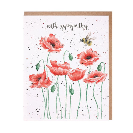 'POPPIES AND BEE' BEE SYMPATHY CARD