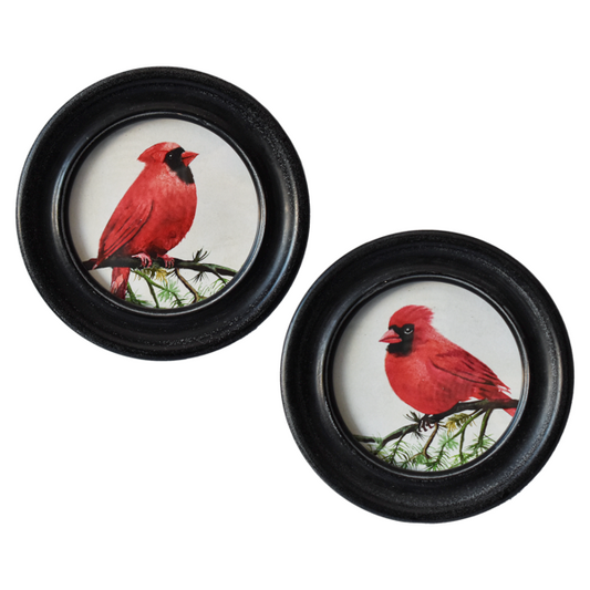 Round Framed Cardinal Wall Decor variety