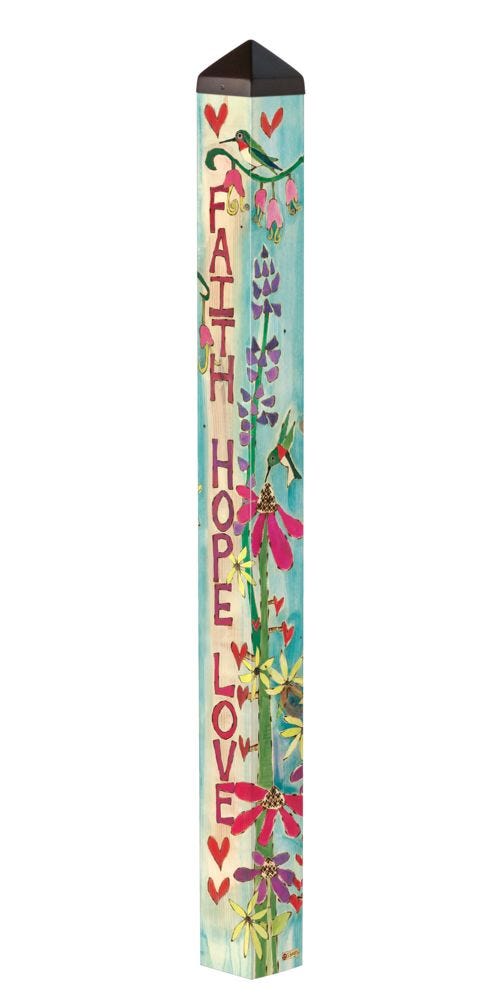 Faith, Hope & Love 4' Garden Art Pole