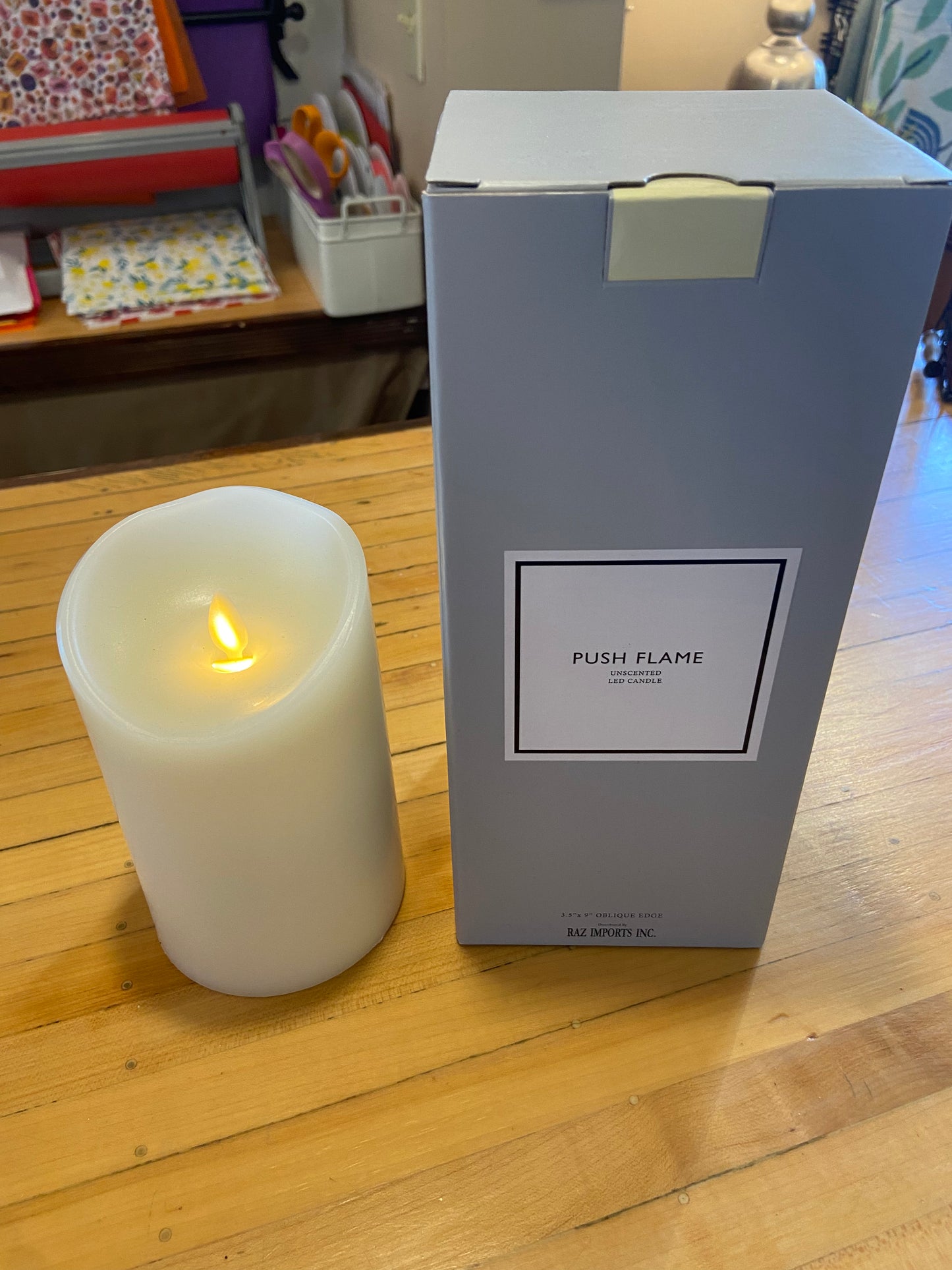 Push Flame Ivory Pillar Candle - Battery Operated