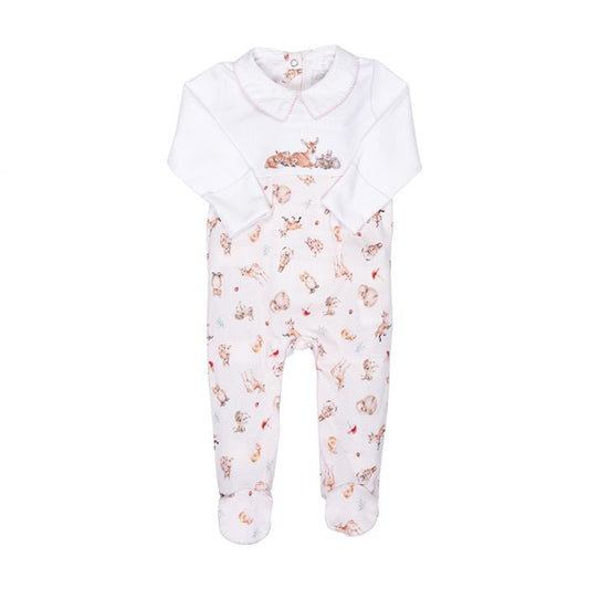 'LITTLE FOREST' WOODLAND ANIMAL PRINTED SLEEPSUIT